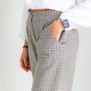 Calças quadrados azuis